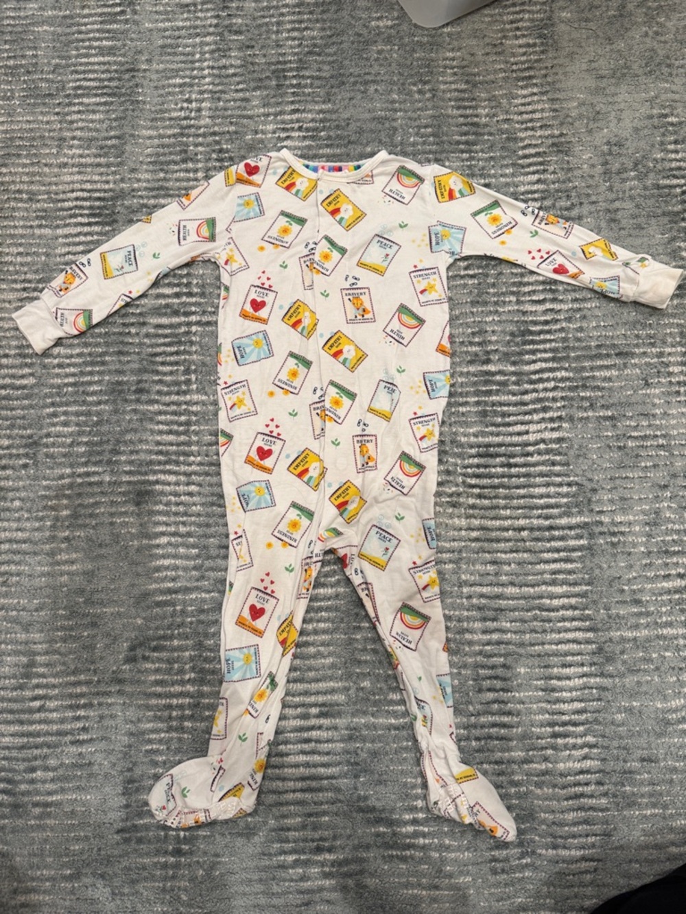 Magnetic Me White Footed One-Piece with Colorful Book Print